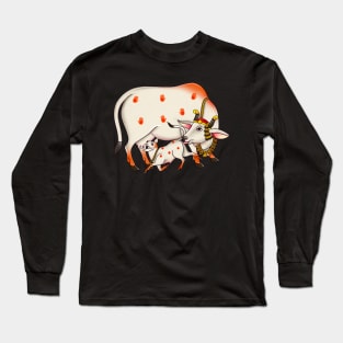 Pichwai folk art cow Long Sleeve T-Shirt